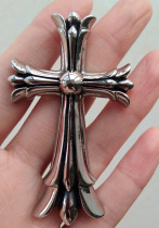 Trendy men double-layer big cross flower titanium steel pendant personality retro music accessories Mens big pendant cross pendant