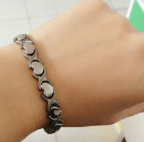 Magnetic therapy health care energy titanium germanium pure titanium matte heart-shaped metal germanium bracelet radiation-proof anti-static female bracelet