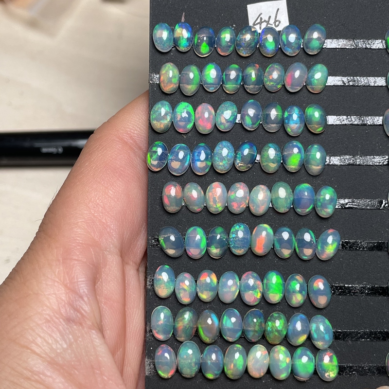 High-Quality Natural Opal Cabochon 4X6Mm, Dazzling Multicolored Opal for Inlaying into Bracelets, Rings, and Earrings 8-1