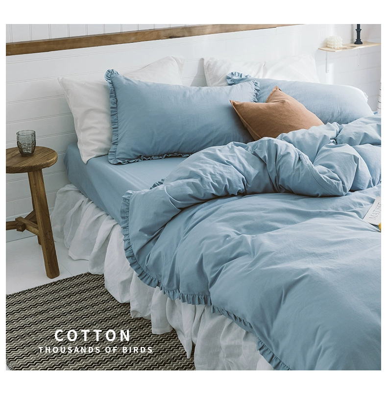 Chất liệu cotton nguyên chất, cotton sạch, bốn mảnh, kiểu Nhật đơn giản, màu đơn giản, nhỏ, tươi, đơn, sản phẩm chăn ga gối đầu giường - Bộ đồ giường bốn mảnh