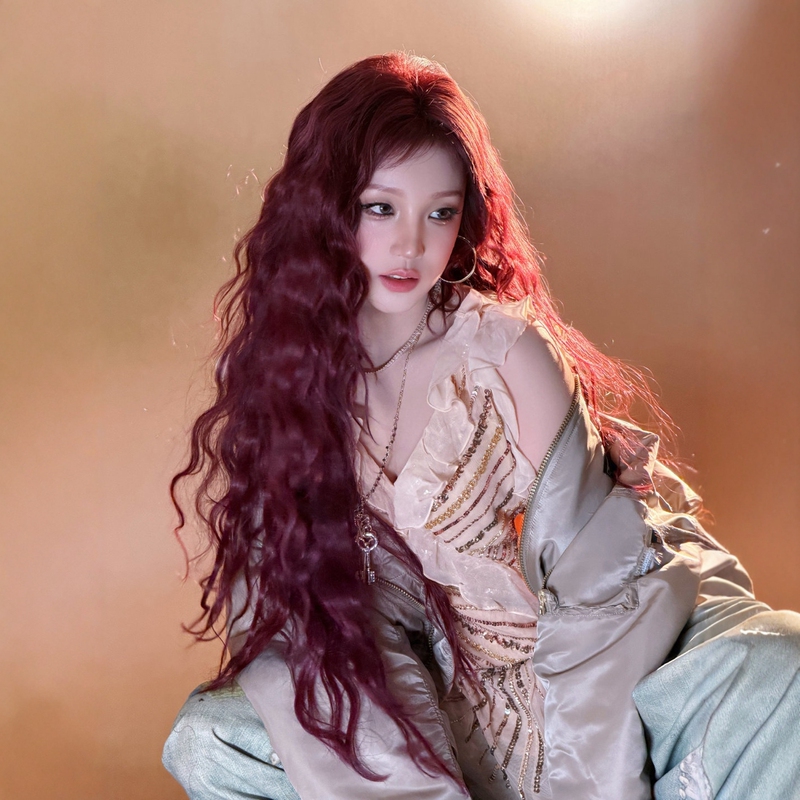 Song Yuqi Style Lace-Free Internet Celebrity Brown Egg Curl Wig, Needle-Rolled Wool Curls, Large Scalp Full Wig