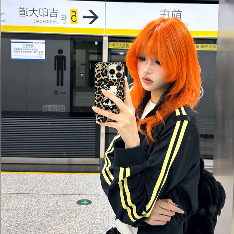Halloween Wig Internet Celebrity Orange Jellyfish Hair High-Layered Collarbone Hair Jk Daily Fluffy Short Hair Full Wig
