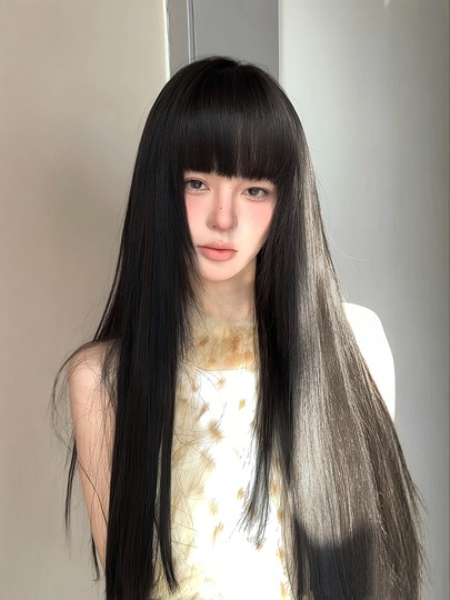 Forest Style Extra-Long Wig Lolita Wig Full Head Cover Long Straight Hair Realistic Long Natural Black Cosplay Wig
