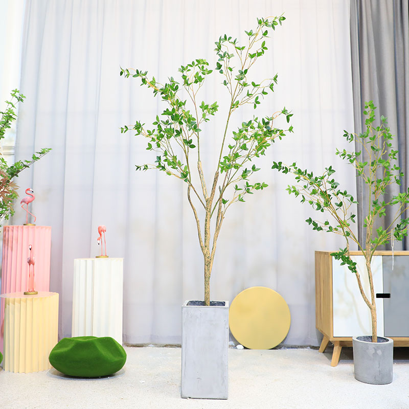 2022 new popular simulation green plant Japanese hanging bell tree potted clothing shop decorated with mountain tea tree indoor fake plant