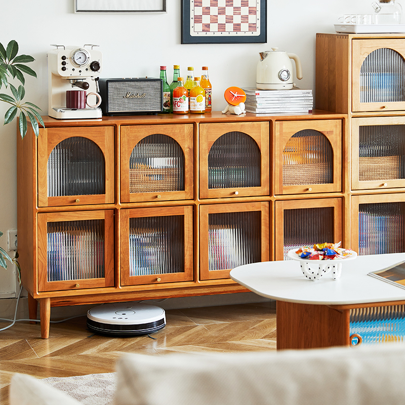 Solid Wood Bookcase Display Cabinet Cherry Wood Half-Wall Grid Bookshelf Living Room Vintage Storage Corner Side Cabinet Solid Wood Bookcase Display Cabinet Cherry Wood Half-Wall Grid Bookshelf Living Room Vintage Storage Corner Side Cabinet