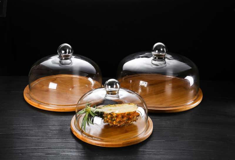 Bánh glass bìa bánh mì Châu Âu bụi trong suốt bìa tấm gỗ đĩa trái cây snack trái cây bìa Tây điểm khay gỗ khay đựng ấm chén bằng gỗ đẹp