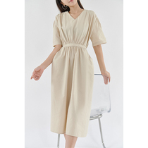 Special offer simple cotton waist dress women long dress RNYG8ZJ030T