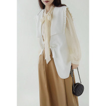 ^ ^ 's design sense Holland edge nail beady style disc button vest women's early spring new coat RNWV7CC017