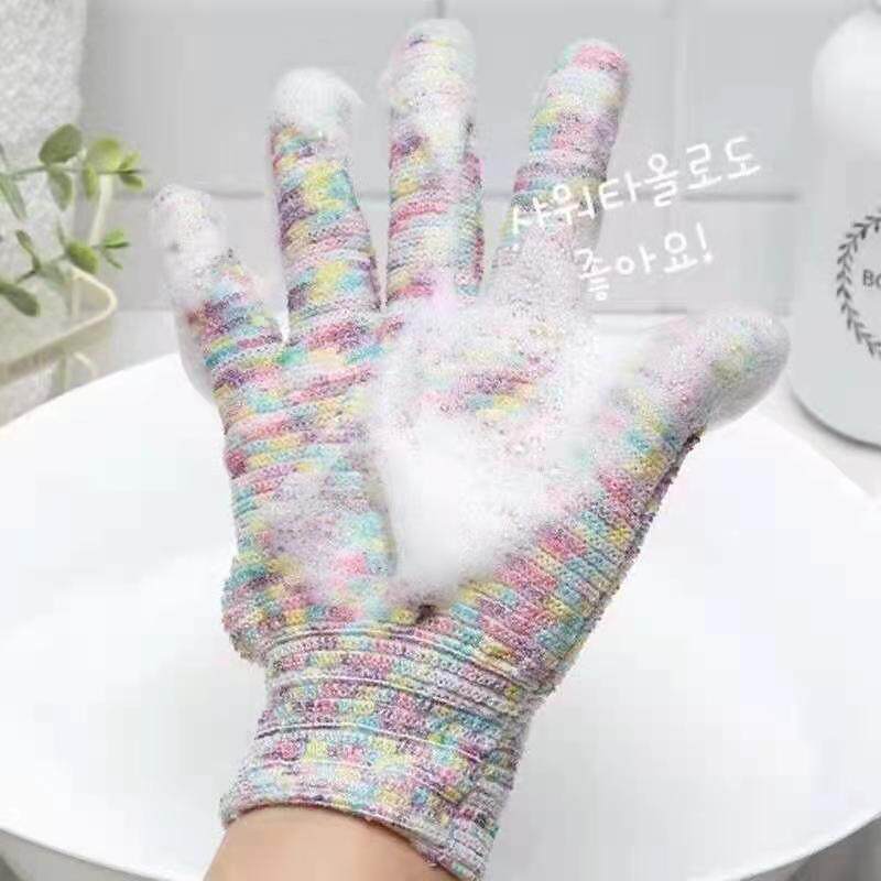Korean set of hands-free bath towel rubbing back mud rubbing strong bath towel exfoliating bath flower five-finger bath gloves bath wipe