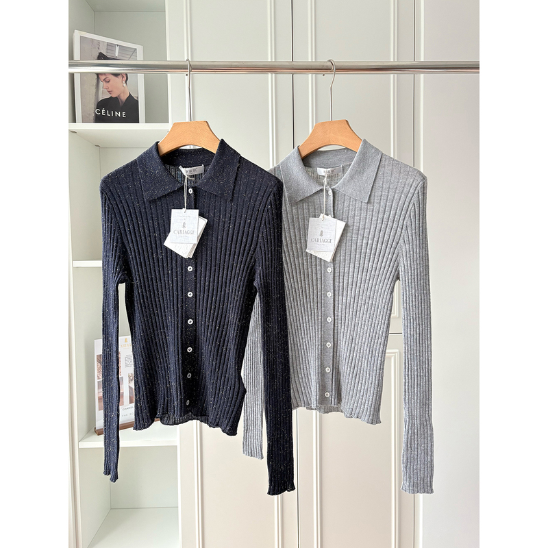 Li Jiaming | Italian Imported Cariaggi Virgin Wool Cardigan with French-Style Lapel, Elegant and Warm Women's Shirt. Li Jiaming | Italian Imported Cariaggi Virgin Wool Cardigan with French-Style Lapel, Elegant and Warm Women's Shirt.