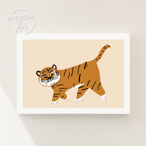 Agan grocery store) homemade ins style illustration card wall decoration postcard Tiger decorative painting poster