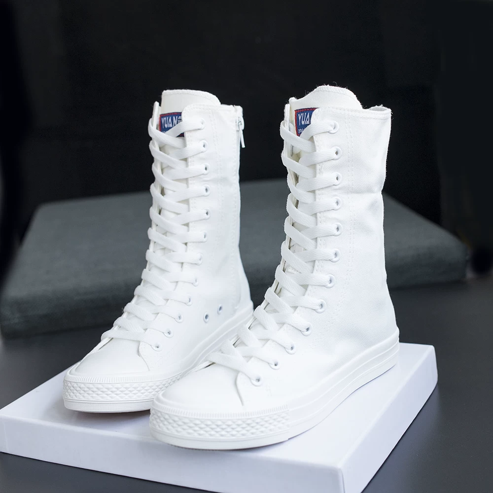 Кроссовки casual на флиге высокой версии белые 2020 новый осенний корейский стиль с толстой подошвойMartin ботинки универсальная молния хип-хоп обувь
