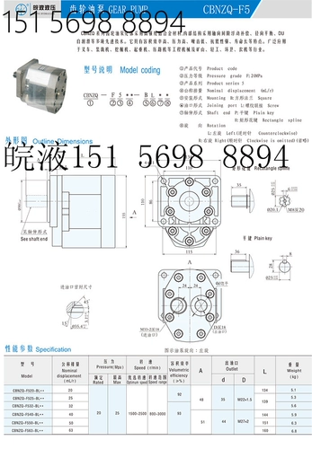Hefei Anhui Гидравлический гидравлический масляный насос Cbnzq-F563-Blhl Sanation Apan Cbnzq-F563-blhl