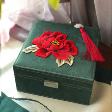 Chinese style retro jewelry box, double-layer jewelry box with lock bead treasure box, European style jewelry box, earring jewelry storage box