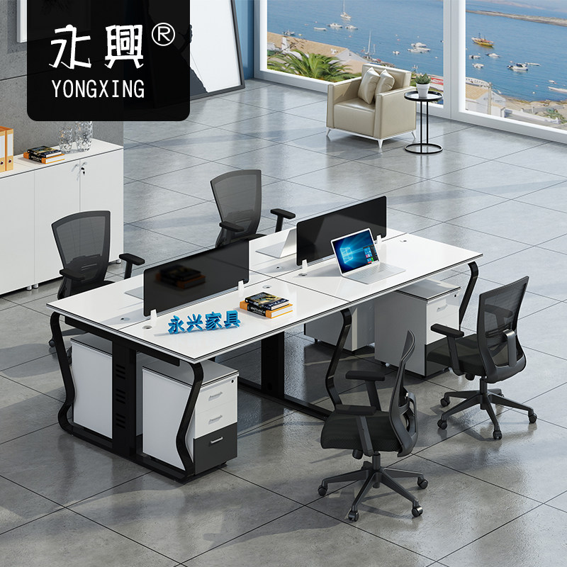 Shanghai Desk four-person simple modern employee desk and chair 2 6-person staff desk screen station office furniture