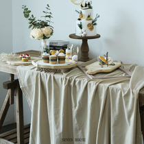  Linen Maple sugar white Wedding Birthday banquet Dessert table Sign-in tablecloth Curtain tablecloth Small sweet potato background cloth