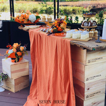  Dirty orange Orange dessert table Wedding banquet layout cloth curtain tablecloth Small sweet potato posing background cloth Photography props