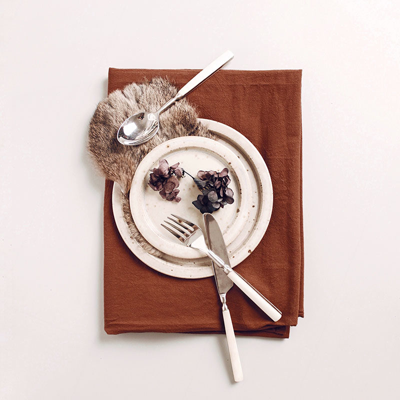 Wedding dessert table French Western napkin Small sweet potato photo background cloth Pumpkin color big cherry color picnic cloth