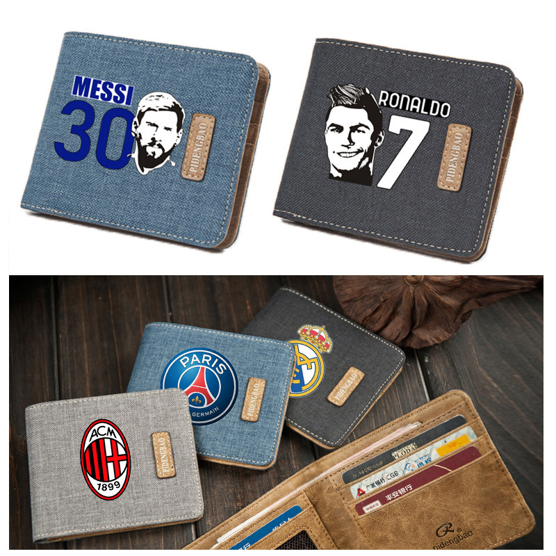 Real Madrid Football Fan Wallet Chelsea Ac Milan Paris Messi Juventus Inter Milan Cristiano Ronaldo Merchandise Canvas Wallet Short