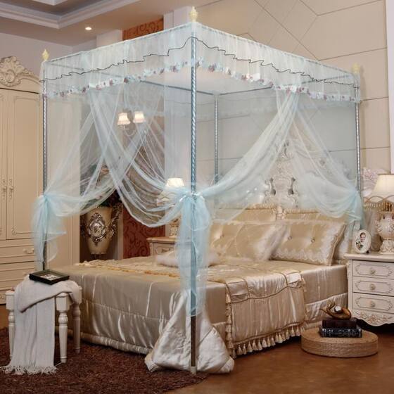 Mosquito net three-door princess style floor bracket bold encrypted 1.2m 1.5m1.8m bed double home new style