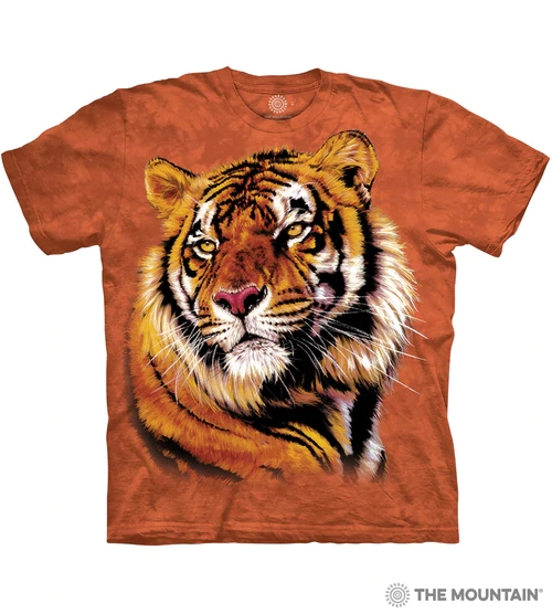 American the Mountain Male Tiger Animal Pattern Stereo Organic Cotton Men's Base Short-Sleeve T-Shirt