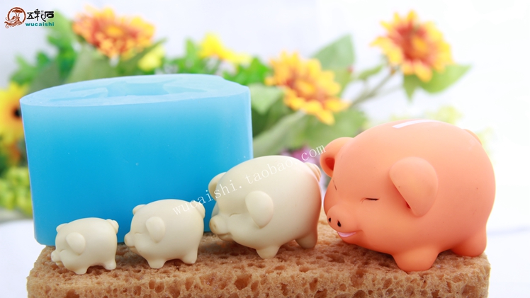 Cười Fat Pig Âm thanh nổi Phim hoạt hình Sôcôla Bánh Mousse Nướng tráng miệng Hương liệu thạch cao Nến DIY Khuôn silicone khuon banh khot
