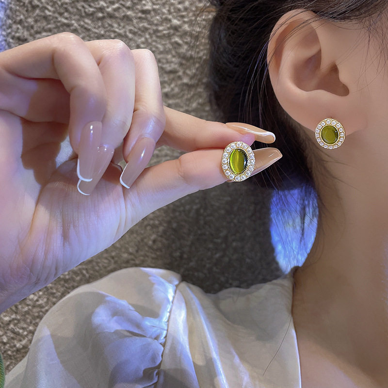 Outleys Discount Shop Silver Needle Small-temperament Pearl Ear Nails Female Baroque Renaissance Circular Earring