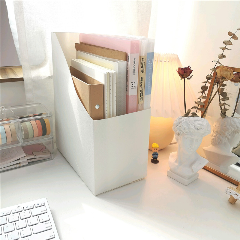 *Pretty Little Aunt * ins white minimalist desktop containing box Student Dormitory Stationery finishing box File shelf