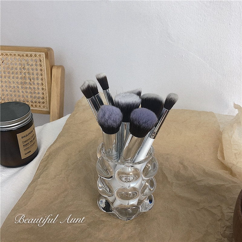 * Beautiful Little Aunt * Korea Ins Wind Round Ball Glass Pen Holder Small Crowddecorated Makeup Brush Barrel Tabletop Pendulum