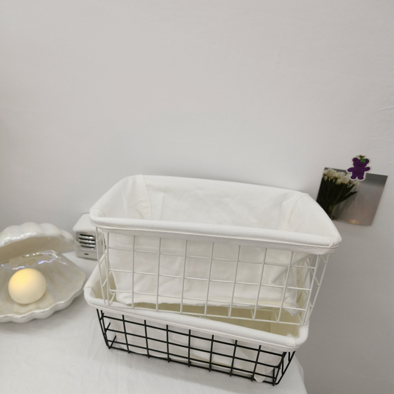 Ins wind sundries snack storage basket simple storage basket iron desktop storage cosmetics fabric storage basket