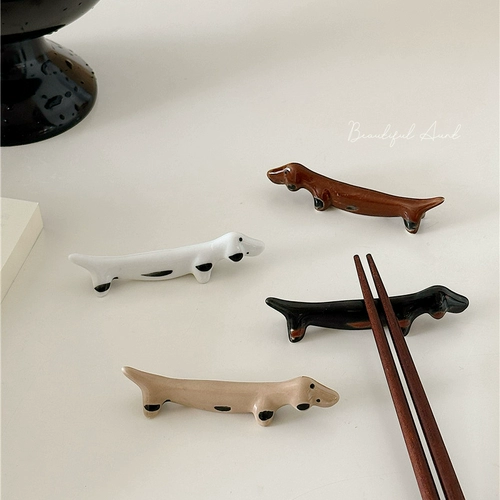 Симпатичная керамическая собака палочки для еды, ложка вилки палочки для еды, палочки для еды, подушка, ручки, ручка, ручки, декоративные украшения для рабочего стола