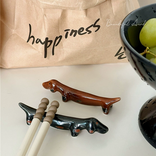 Симпатичная керамическая собака палочки для еды, ложка вилки палочки для еды, палочки для еды, подушка, ручки, ручка, ручки, декоративные украшения для рабочего стола