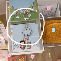 Korean ins with the same airpods keychain pendant Cute cartoon fudge bear acrylic hanging chain bag pendant