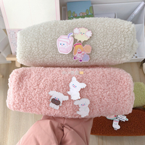 Korean ins homemade DU home smiley face cloud dog girl heart cream lamb brush bag Student stationery storage bag