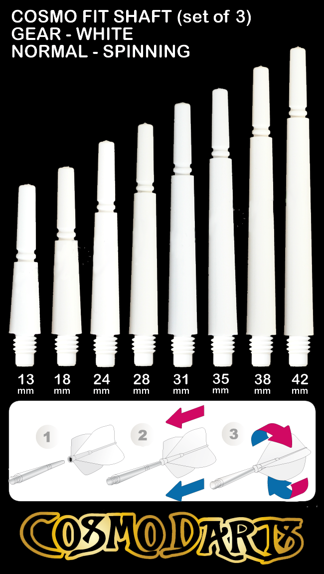 Cosmo Darts Fit Trục Gear White - Darts / Table football / Giải trí trong nhà bộ 6 phi tiêu