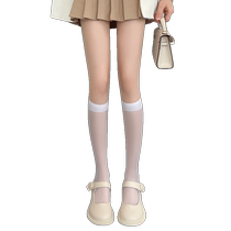 Calf socks womens white stockings half summer thin over the knee spring and autumn mid-calf half-leg black silk long tube jk black