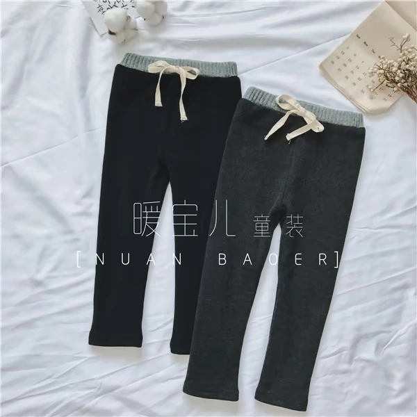 Mùa đông 2018 mới cho trẻ em ren hoang dã với quần legging nhung ấm áp Quần dài bé gái Hàn Quốc mặc