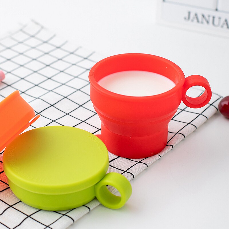 South Korea Travel Telescopic Outdoor Portable Cup Carry-on Silicone Water Cup Folding With Cover Travel Compression Cups-Taobao