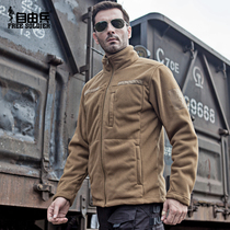 Free soldier outdoor pardoner tactical fleece jacket Short plush male army fan agent jacket casual jacket zipper shirt