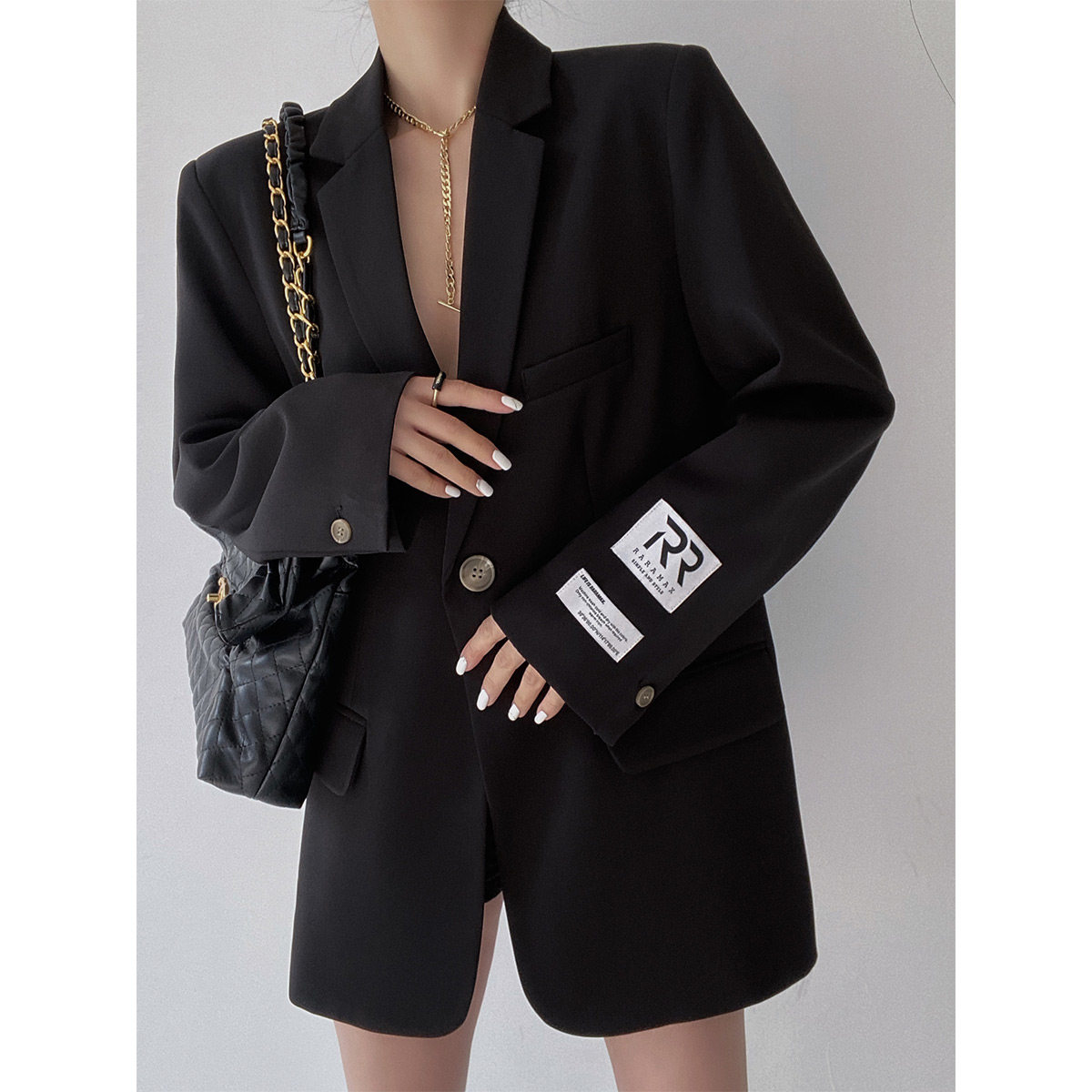 RRM chic blown street small suit black casual suit suit coat female early spring and autumn senior design sensation