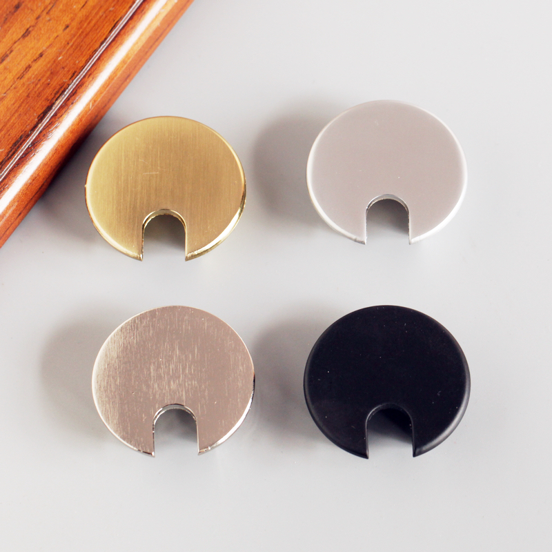 Zinc Alloy Metal Wire Box 35mm Drilling Round Wire Hole Lid Walk Threading Computer Desk Office Black Silver Gold Steel