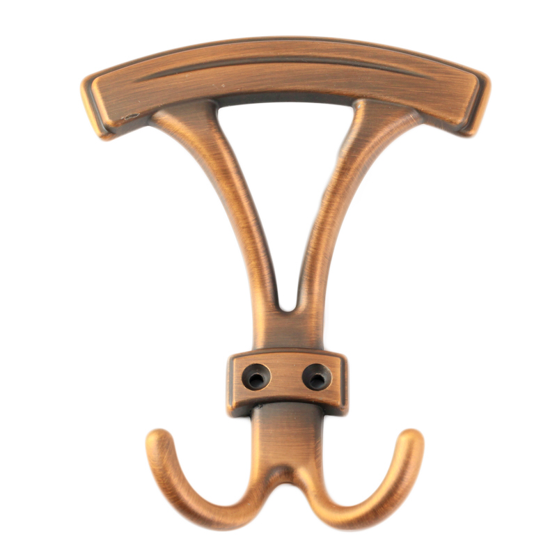 Y1056 Twin Hook Alloy Wall Hook Field Style Imitation Antique Bronze Café Ancient Yellow Ancient Creative Hanging Hook