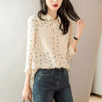 Year Amarsch New 2021 summer new womens fashion temperament polo print seven-point sleeve chiffon shirt shirt