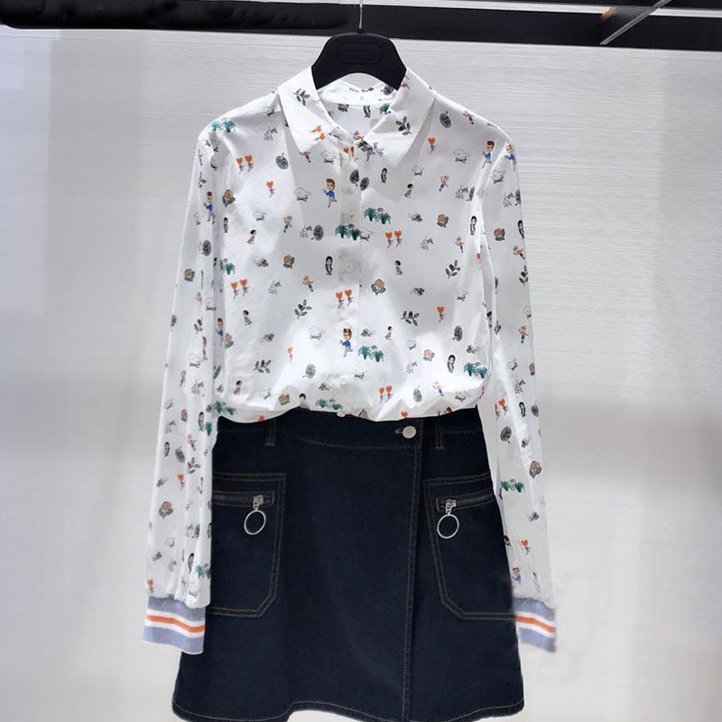 Brother's new 2022 brand women's clothing counter shirt and piece piece of flower leisure long sleeve shirt