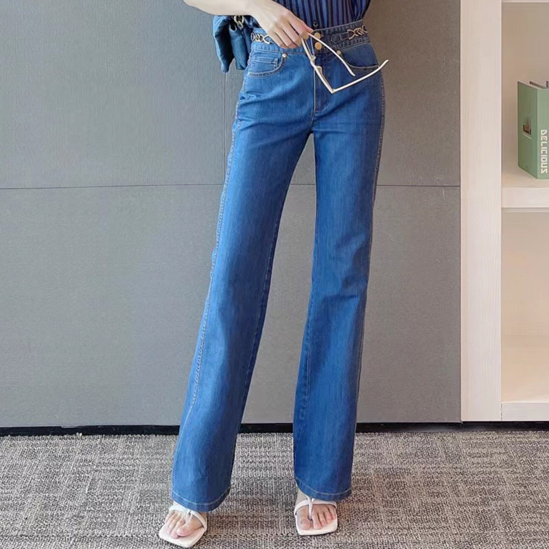 Special cabinet Gothic new 2022 Spring summer Domestic high waist micro-horn pants waist chain Jeans Trousers Long Pants Woman