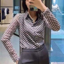 Year Amarshi new special official website counter autumn women 2021 new mesh base shirt thin thousand bird grid shirt