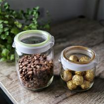 Lilac Glass Storage Tank With Lid Glass Sealed Bottle Dry Grocery Bottle Milk Powder Jars Flip Design