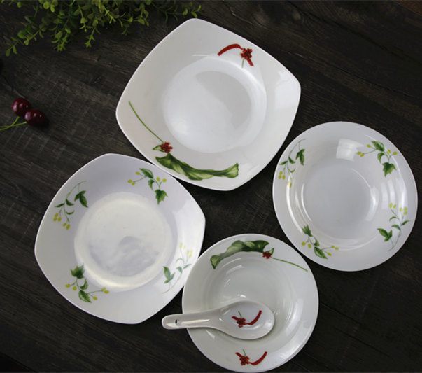 Clear Cabin Tiny Blemish Handling Ceramic Cutlery Soup Spoon Flat Pan Plate Soup Pan Bone Porcelain disc Full RMB29