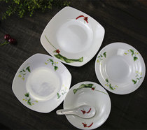 Clear Cabin Tiny Blemish Handling Ceramic Cutlery Soup Spoon Flat Pan Vegetable Dish Soup Pan Bone Porcelain disc Full RMB29