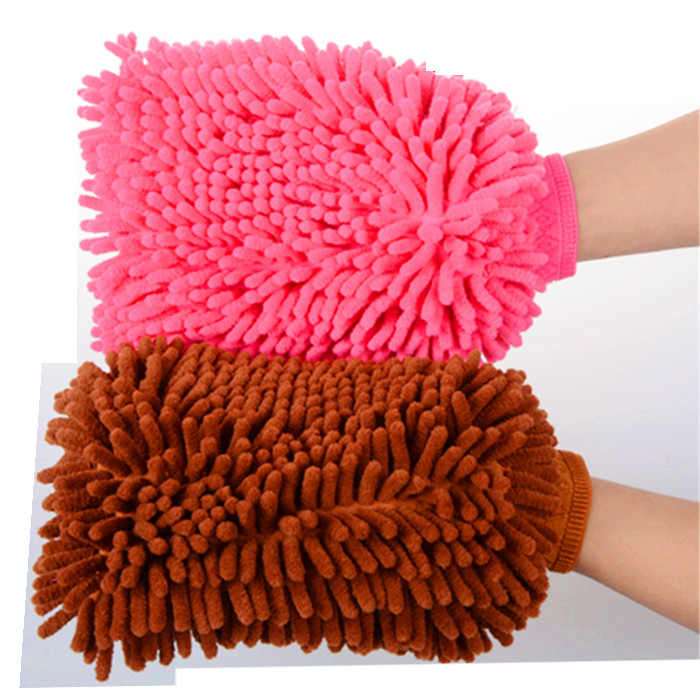 Chenille cleaning gloves Car wash housework Multi-functional rag glove Double face Coral Fleece for wiping ash-Taobao